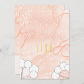 Rosa Geburtstagskarte Einladung (Vorne/Hinten)