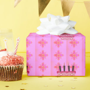 Rosa Geburtstagskuchen-Kunstprint Geschenkpapier