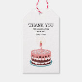Rosa Geburtstagskuchen mit brennender Kerze Geschenkanhänger (Vorderseite)