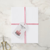 Rosa Geburtstagskuchen mit brennender Kerze Geschenkanhänger (Mit Garn)