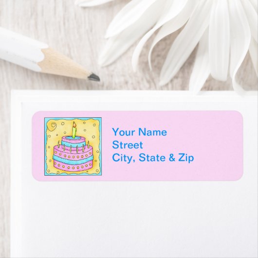 Rosa Geburtstagskuchen-Rücksendeadresse (Insitu)