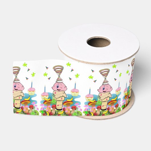 Rosa Geburtstagsschleife Cupcake Ripsband (Spule)