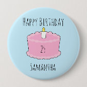 Rosa Geburtstagstorte Button (Vorderseite)