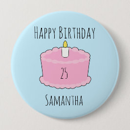 Rosa Geburtstagstorte Button