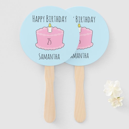 Rosa Geburtstagstorte Fächer (Vorne und Hinten)