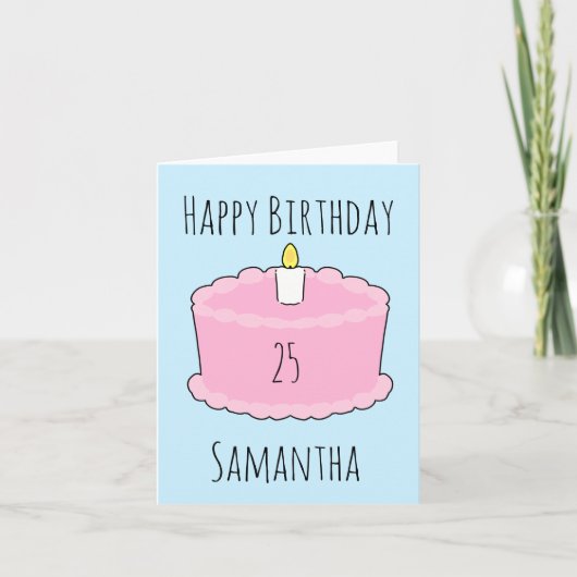 Rosa Geburtstagstorte Karte (Vorderseite)