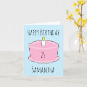 Rosa Geburtstagstorte Karte (Gelbe Blume)