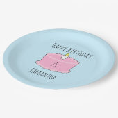 Rosa Geburtstagstorte Pappteller (Schrägansicht)