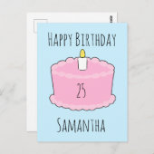 Rosa Geburtstagstorte Postkarte (Vorne/Hinten)