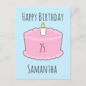 Rosa Geburtstagstorte Postkarte (Vorderseite)