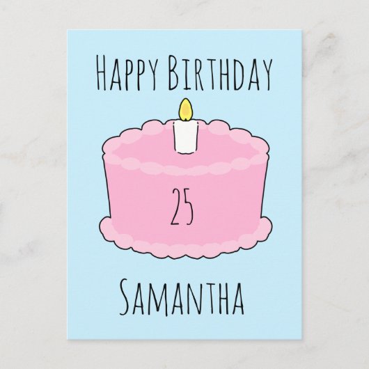 Rosa Geburtstagstorte Postkarte (Vorderseite)