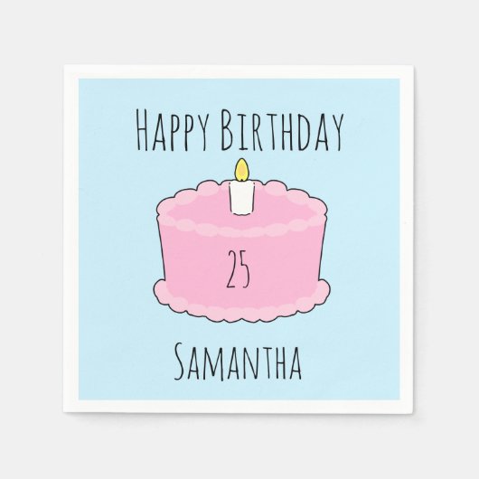 Rosa Geburtstagstorte Serviette (Vorderseite)