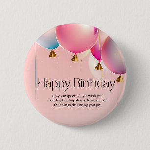 Rosa Geburtstagswünsche Button