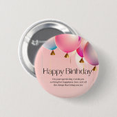 Rosa Geburtstagswünsche Button (Vorne & Hinten)