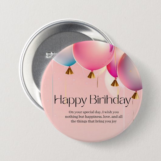 Rosa Geburtstagswünsche Button (Vorne & Hinten)