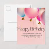 Rosa Geburtstagswünsche Postkarte (Vorne/Hinten)
