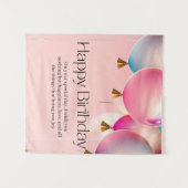Rosa Geburtstagswünsche Wandteppich (Vorderseite (Horizontal))
