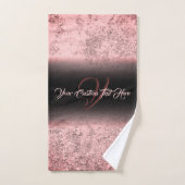 Rosa gedruckter Funkeleffekt Bling Glam Badhandtuch Set (Handtuch)