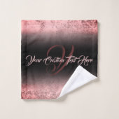 Rosa gedruckter Funkeleffekt Bling Glam Badhandtuch Set (Waschlappen)