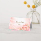 Rosa gefaltete Platzkarte Hochzeit (Vorderseite)