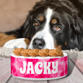 Rosa Gefärbte Krawatte Personalisierter Hund oder  Napf