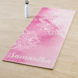 Rosa Gefärbte Krawatte und weiße Mandala Blume Ind Yogamatte