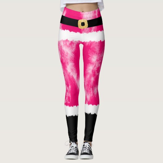 Rosa Gefärbte Krawatte Weihnachtsmann Kostüme Weih Leggings (Vorderseite)