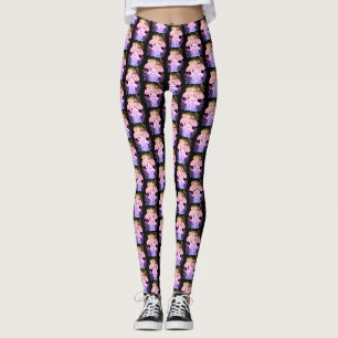 Rosa gefärbte Pilze Überall Maßgeschneiderte Moder Leggings