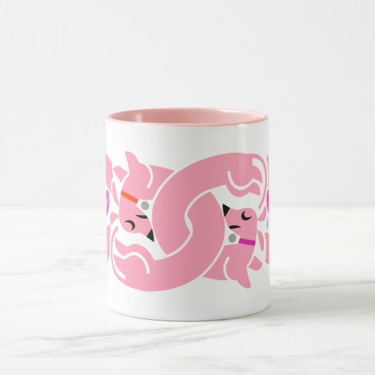 Rosa gefleckte Dackeln Tasse (Zentrum)