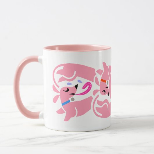 Rosa gefleckte Dackeln Tasse (Links)