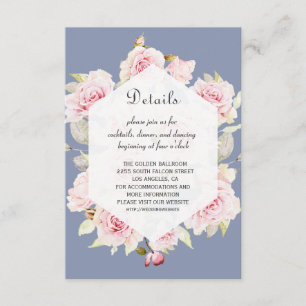 Rosa geflorale Geometrie Dusty Blue Wedding Detail Begleitkarte