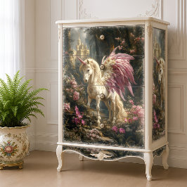 Rosa geflügeltes Einhorn Woodland Magisches Dekoup Seidenpapier