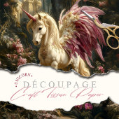 Rosa geflügeltes Einhorn Woodland Magisches Dekoup Seidenpapier