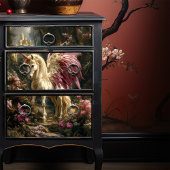 Rosa geflügeltes Einhorn Woodland Magisches Dekoup Seidenpapier