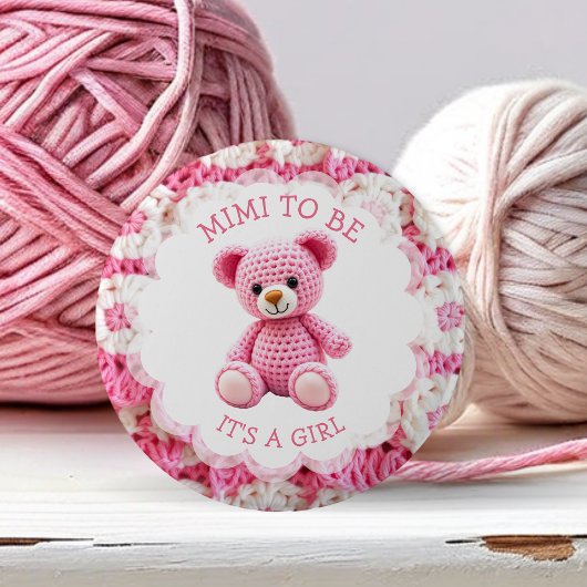 Rosa gehäkelter Teddybär | Mimi on the way Button