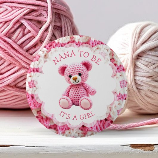 Rosa gehäkelter Teddybär | Nana to Be Button
