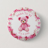 Rosa gehäkelter Teddybär | Nana to Be Button (Vorderseite)