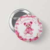 Rosa gehäkelter Teddybär | Oma in spe Button (Vorne & Hinten)