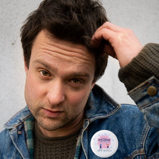 Rosa Gehirndarstellung Künstliche Intelligenz Button