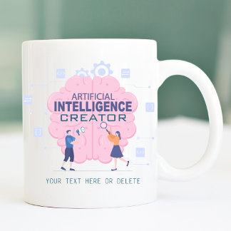 Rosa Gehirndarstellung Künstliche Intelligenz Kaffeetasse