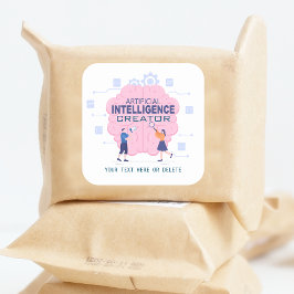 Rosa Gehirndarstellung Künstliche Intelligenz Quadratischer Aufkleber