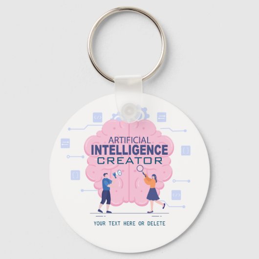 Rosa Gehirndarstellung Künstliche Intelligenz Schlüsselanhänger (Vorderseite)