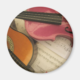 Rosa Geige und Gitarre Magnet