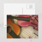 Rosa Geige und Gitarre Postkarte (Vorne/Hinten)