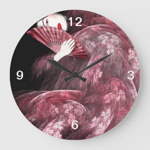 Rosa Geisha-Uhr Große Wanduhr