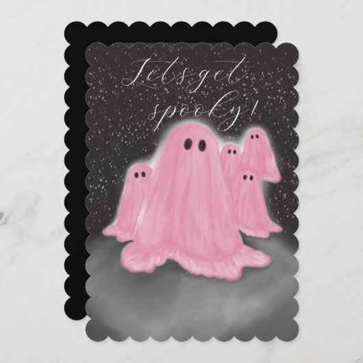 Rosa Geist am Abend Halloween-Party Einladung (Vorne/Hinten)