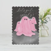 Rosa Geist am Abend Halloween-Party Einladung (Stehend Vorderseite)