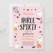 Rosa Geist Halloween Drei Geist 3. Geburtstag Einladung (Vorderseite)