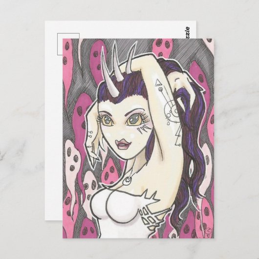 Rosa Geister Cartoon Fantasy Postkarte (Vorne/Hinten)
