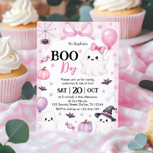 Rosa Geister-Halloween-Party Boo-Tag Einladung